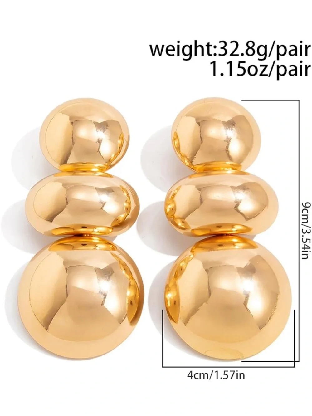 Gold color  Triple-Drop Statement Earrings - Women Jewelry